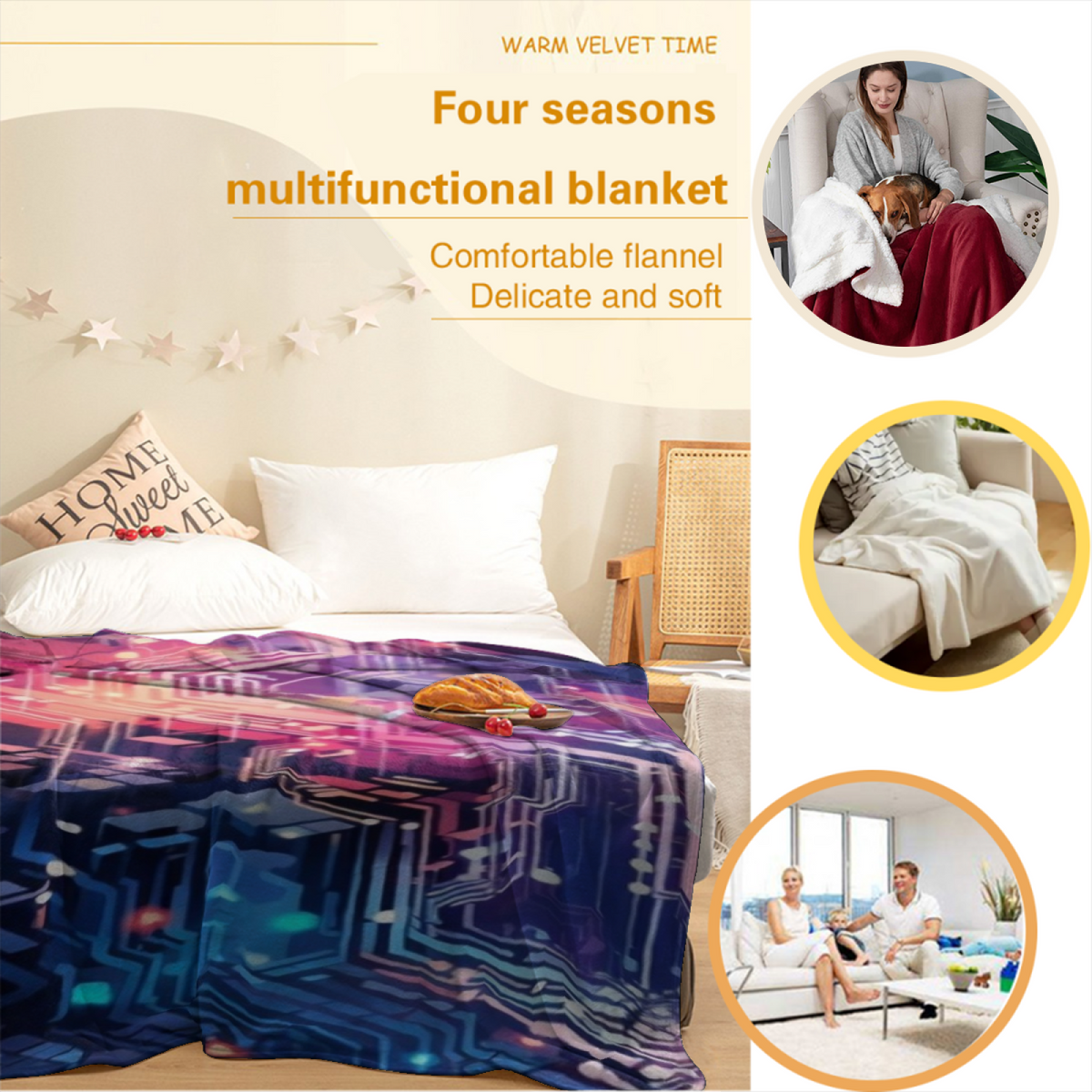 Harbor Echo Soft Neutral Dreamy Flannel Throw Blanket