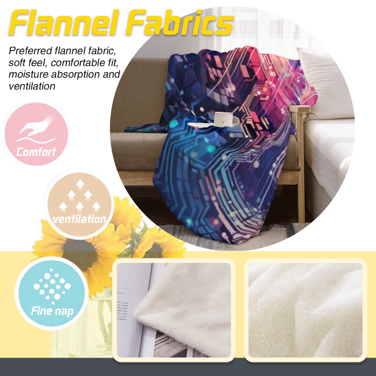 Harbor Echo Soft Neutral Dreamy Flannel Throw Blanket