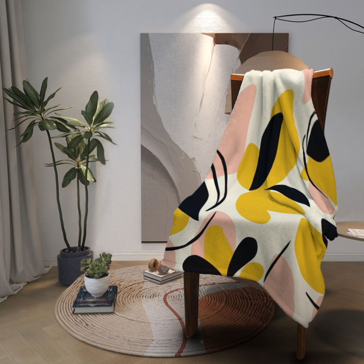 Watercolor Wonder Pastel Multicolor Modern Art Flannel Throw Blanket