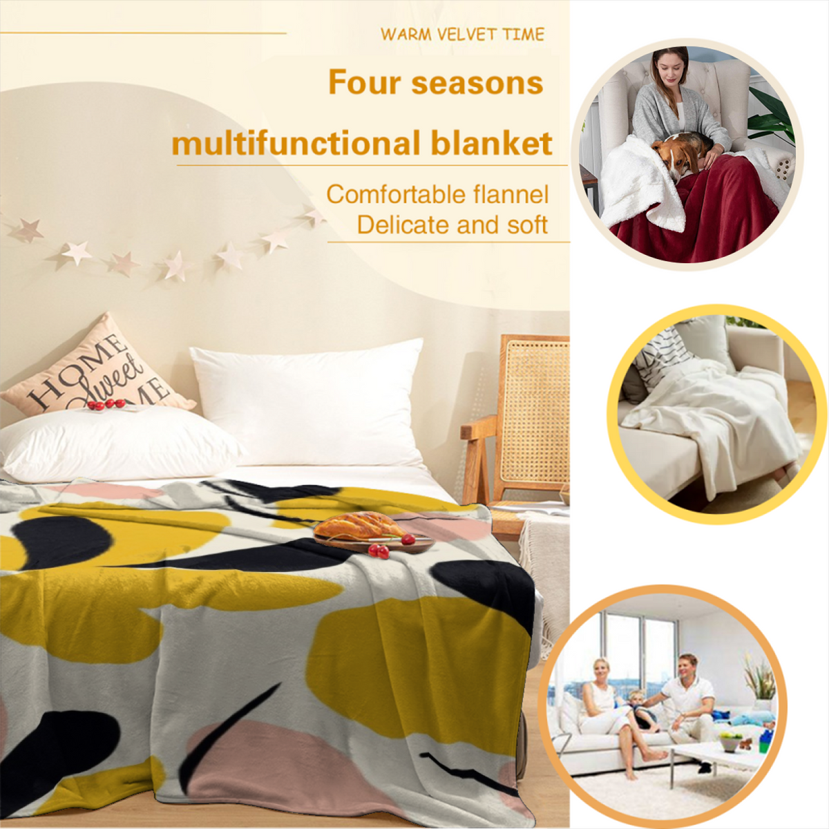 Watercolor Wonder Pastel Multicolor Modern Art Flannel Throw Blanket
