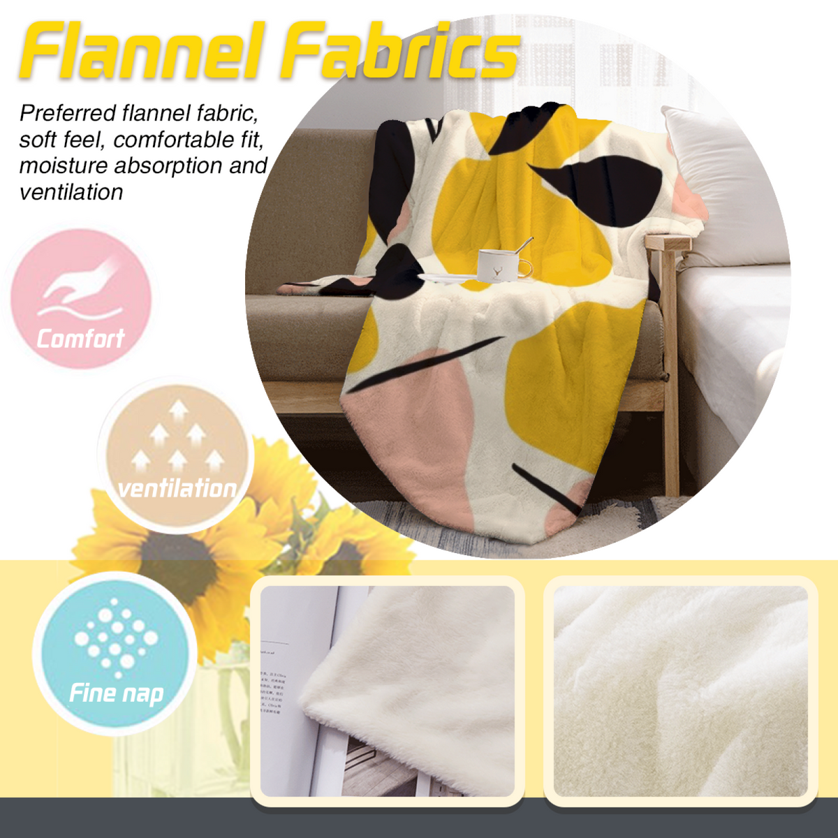 Watercolor Wonder Pastel Multicolor Modern Art Flannel Throw Blanket