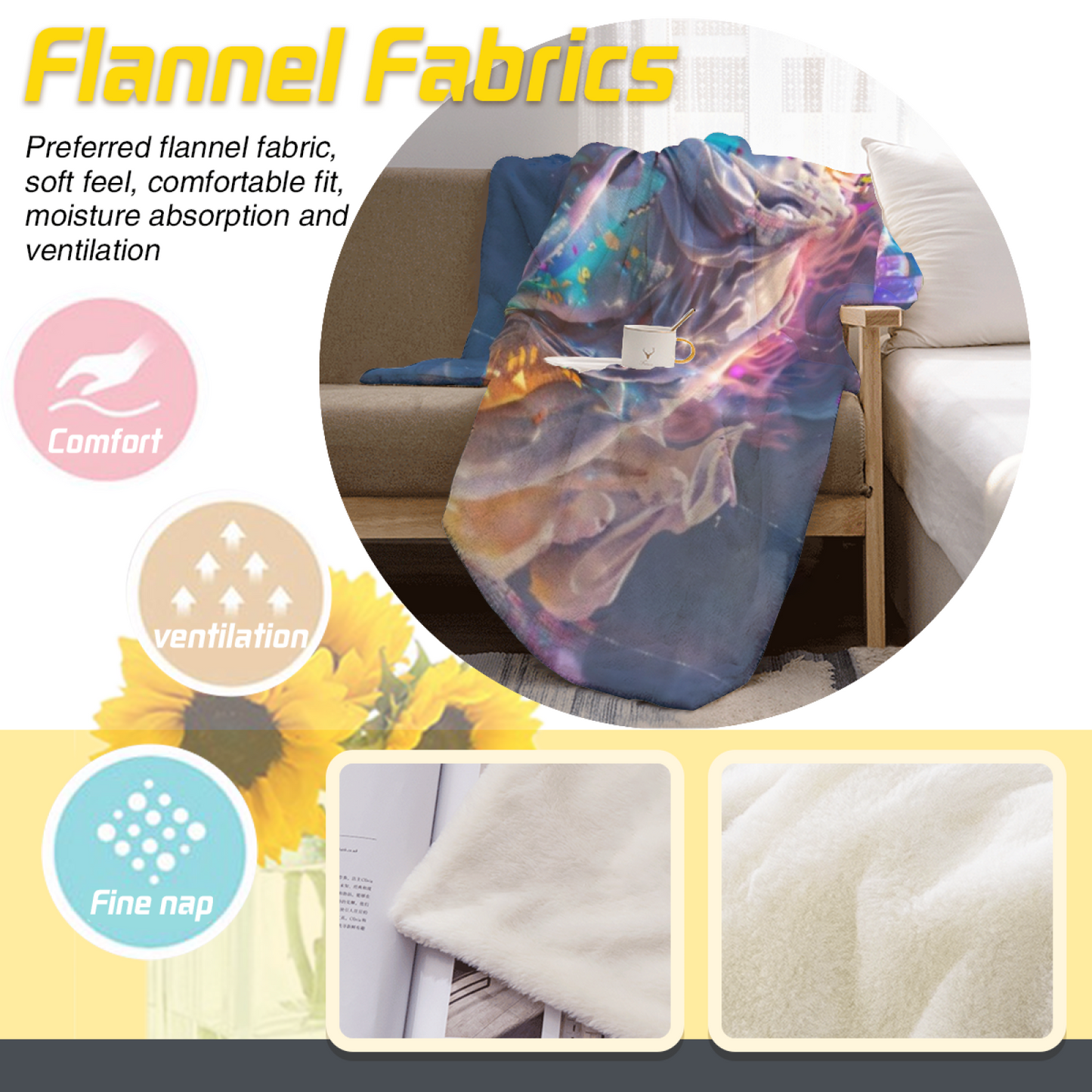 Futuristic Marble Warrior Flannel Throw Blanket ¨C Colorful Cyberpunk Art