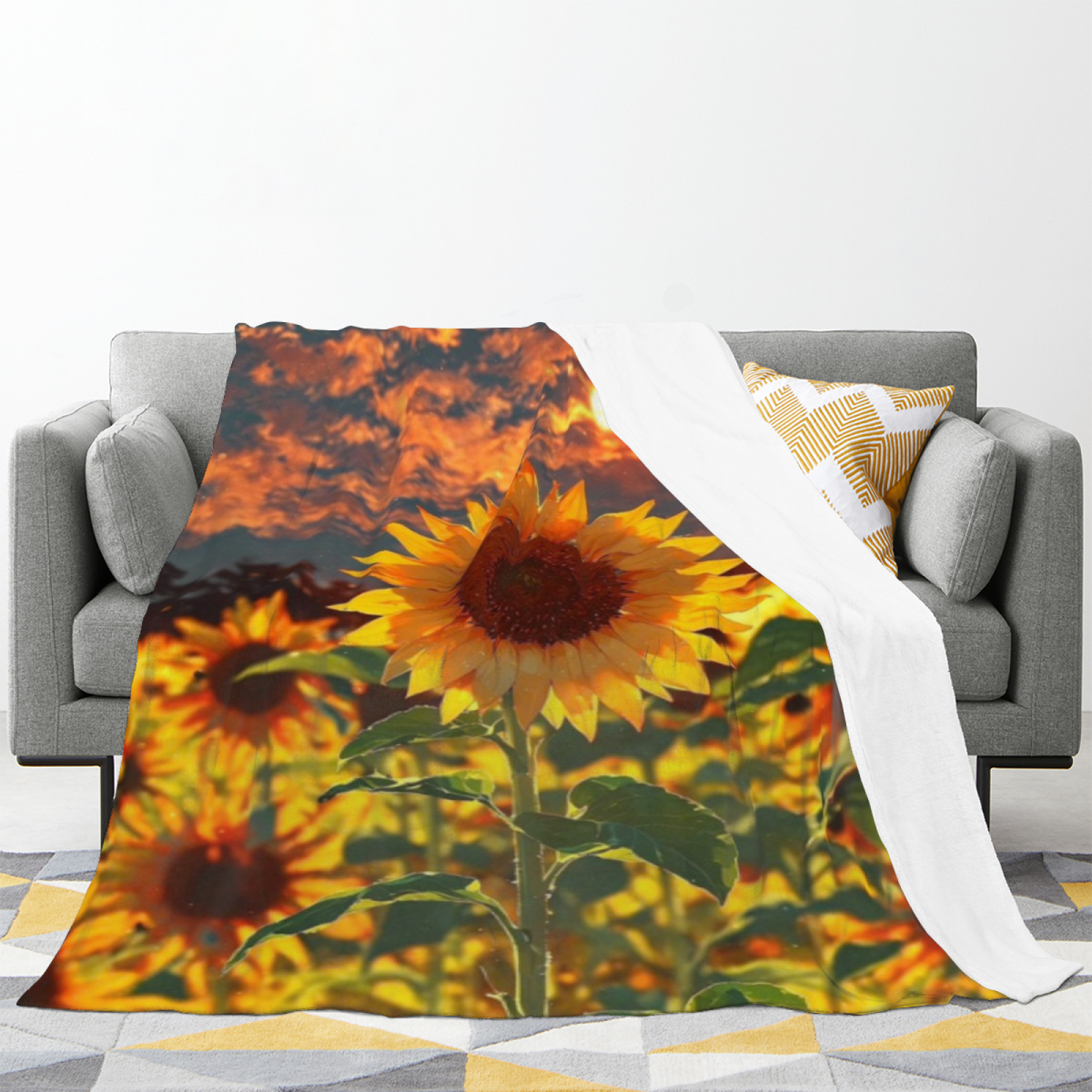 Watercolor Lagoon Rich Multicolor Modern Art Flannel Throw Blanket