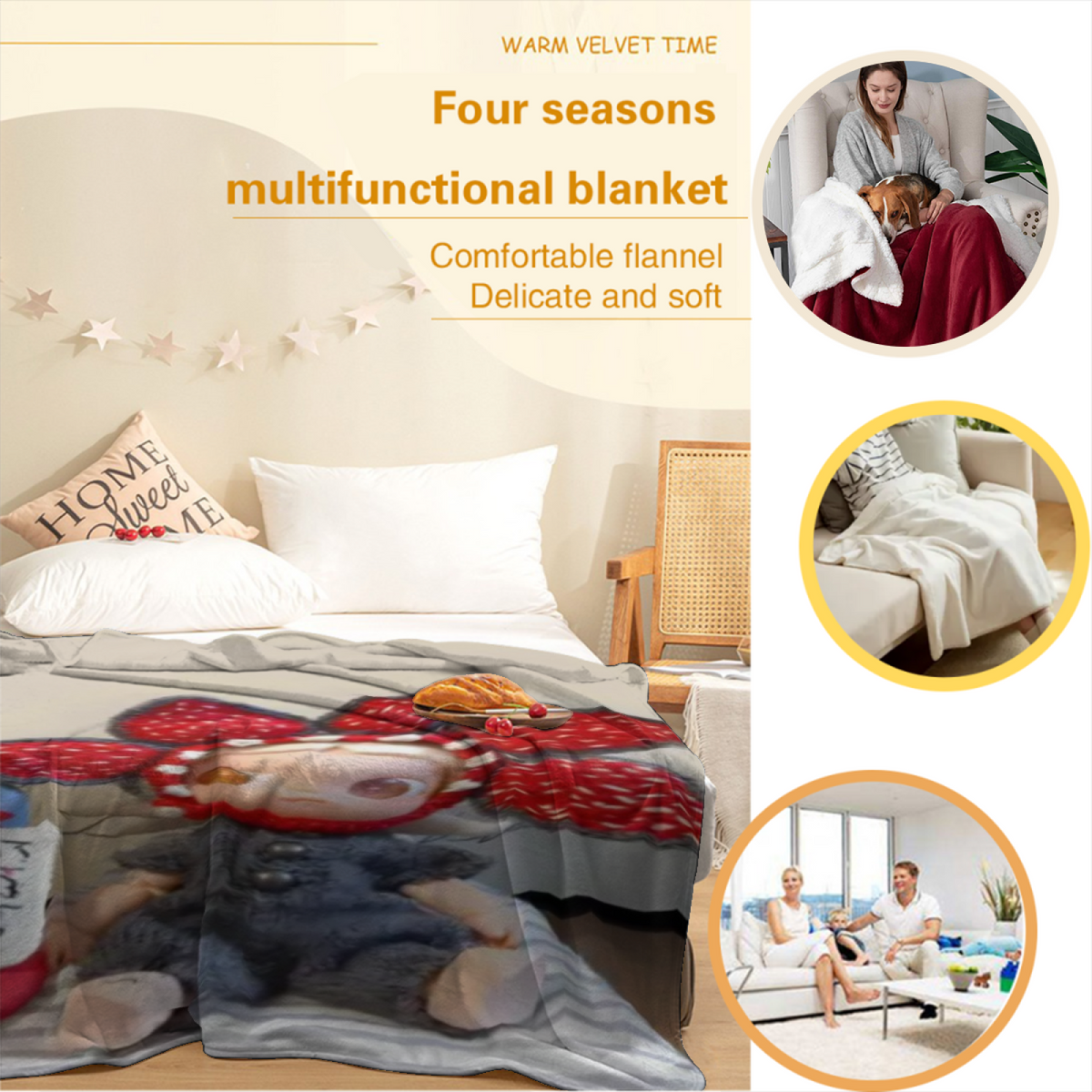 Eclectic Design Marigold Sonnet Warm Coral Flannel Sofa Throw
