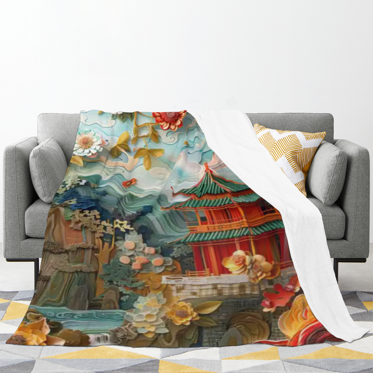 Pastel Multicolor Whimsical Decor Plush Flannel Throw ¨C Twilight Galaxy Edition