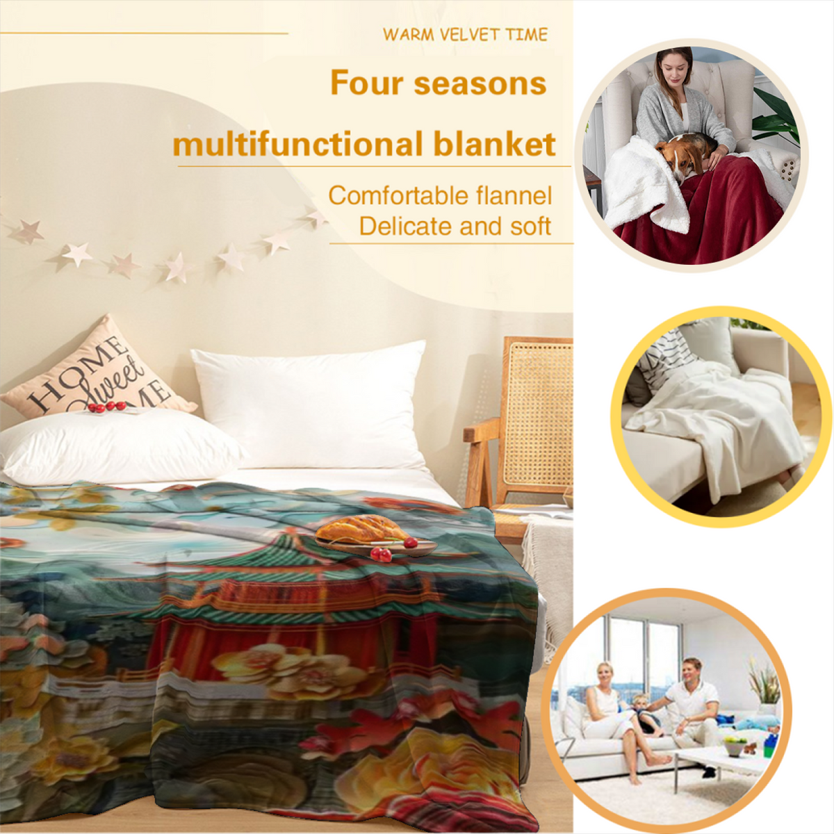 Pastel Multicolor Whimsical Decor Plush Flannel Throw ¨C Twilight Galaxy Edition