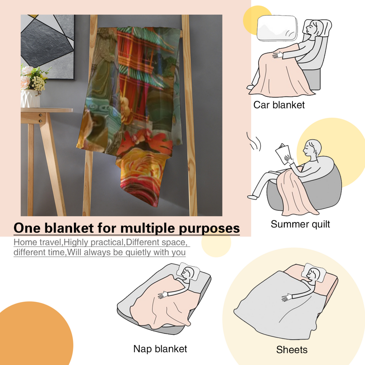 Pastel Multicolor Whimsical Decor Plush Flannel Throw ¨C Twilight Galaxy Edition