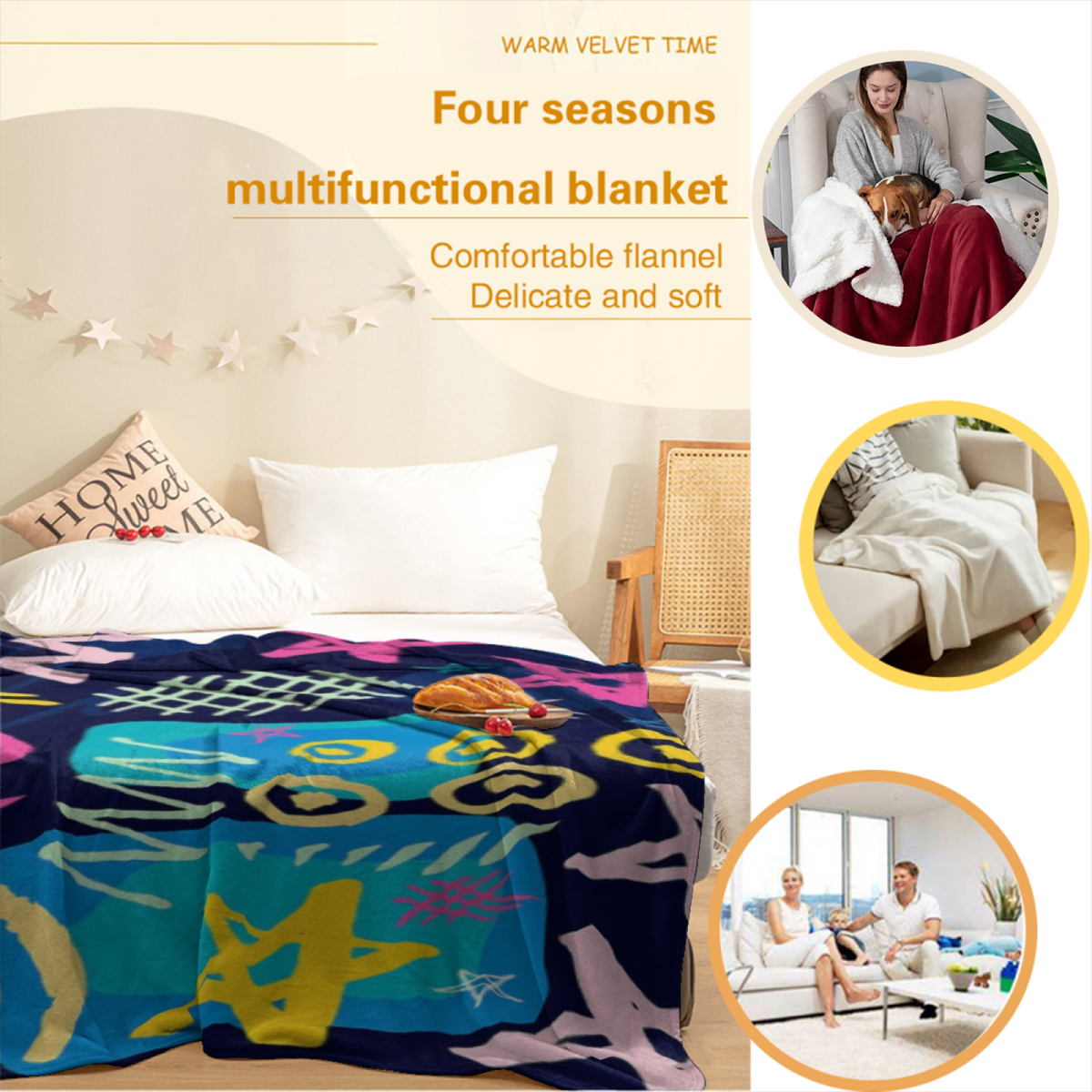 Luminous Tapestry Soft Flannel Blanket in Rich Multicolor