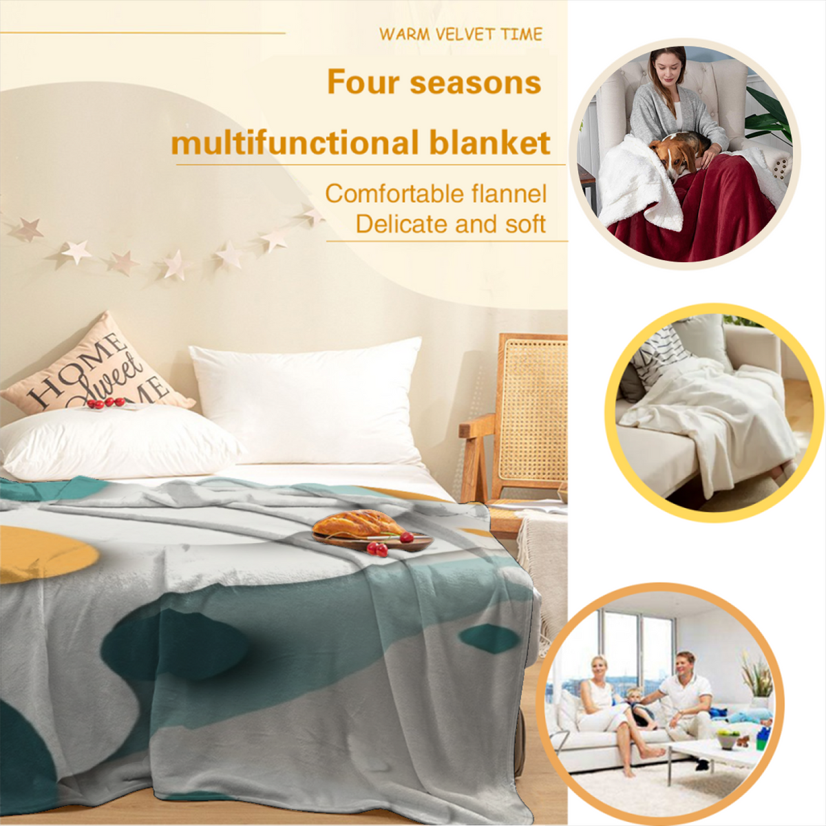 Silver Petal Soft Neutral Retro Decorative Flannel Blanket