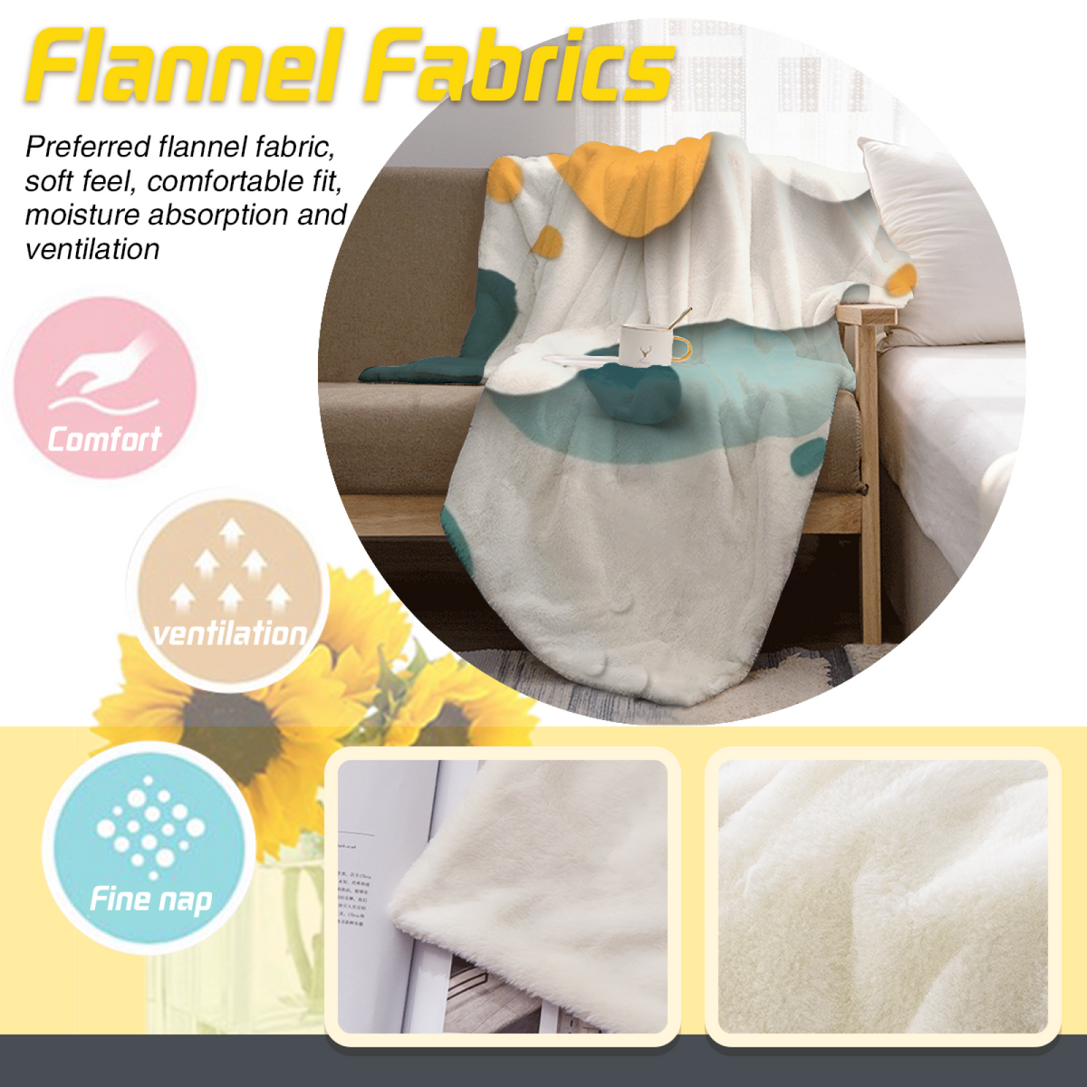 Silver Petal Soft Neutral Retro Decorative Flannel Blanket