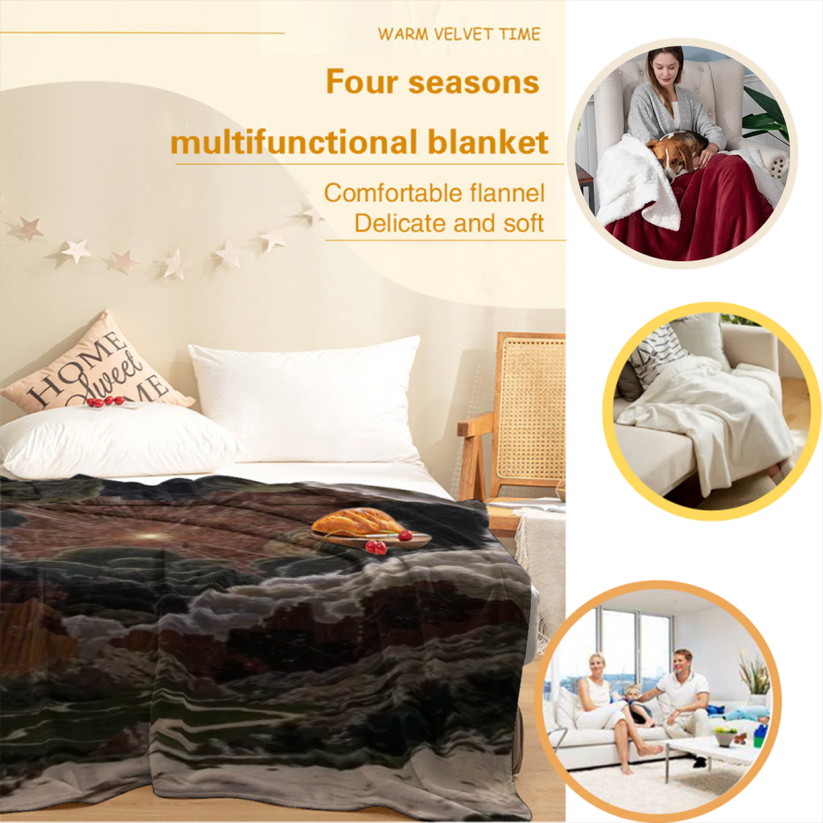 Soft Minimalist Plush Flannel Throw ¨C Evergreen Vista Collection