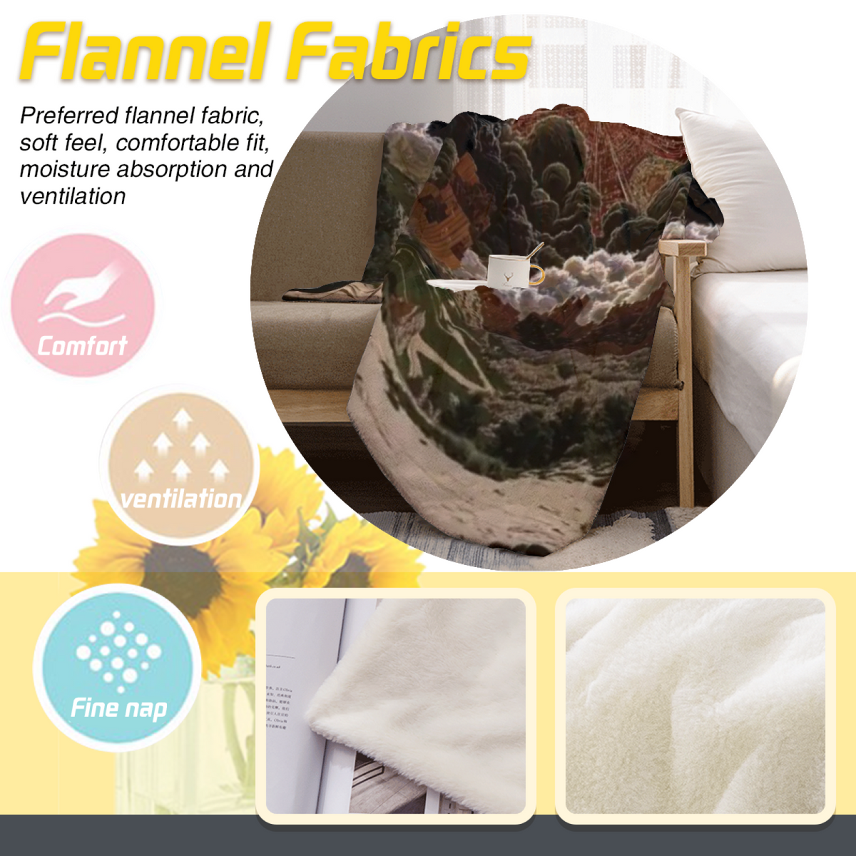 Soft Minimalist Plush Flannel Throw ¨C Evergreen Vista Collection