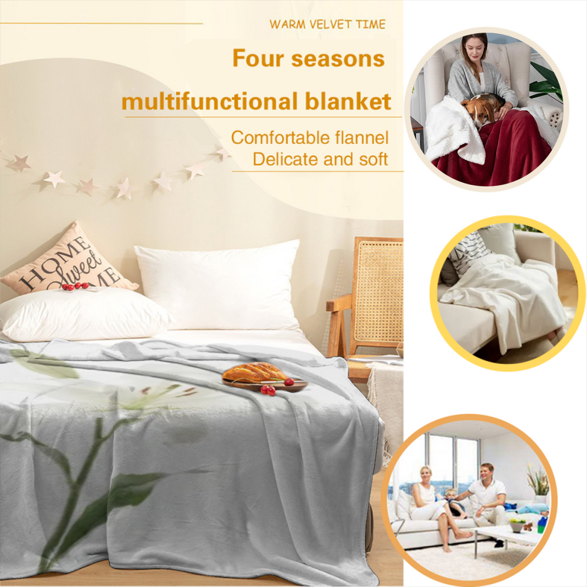 Misty Fable Home Accent Soft Flannel Blanket ¨C Warm Coral