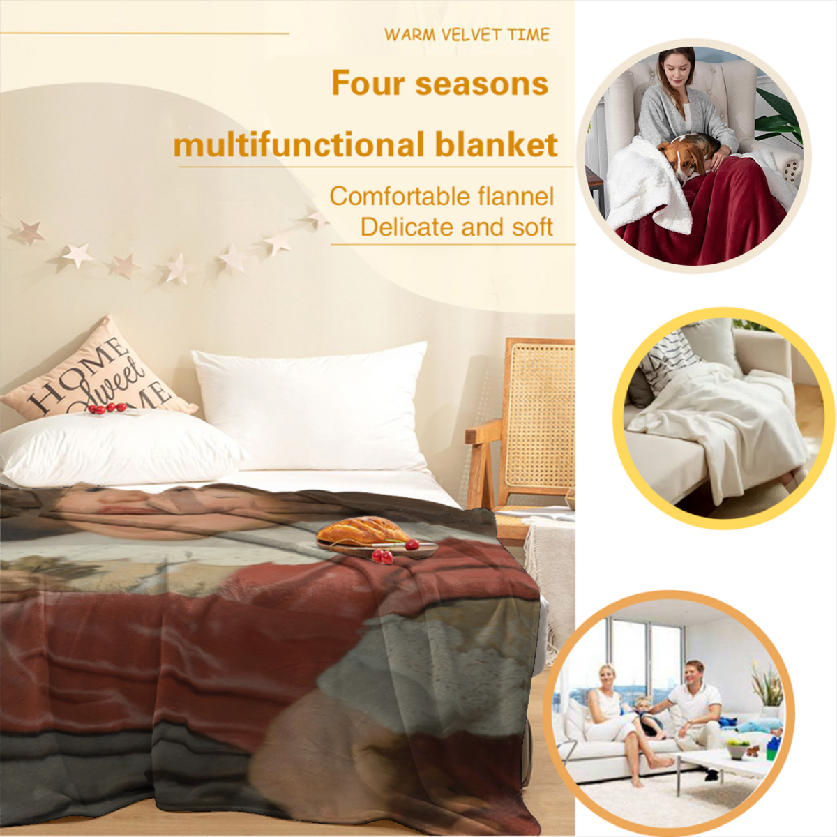 Coastal Petal Home Accent Soft Flannel Blanket ¨C Rich Multicolor