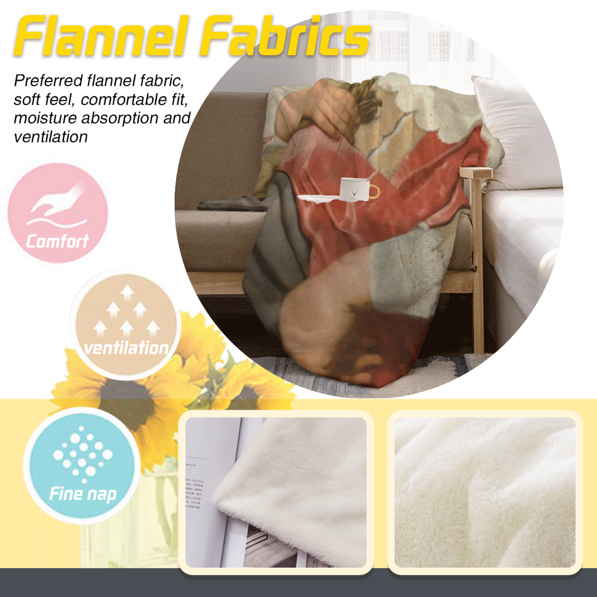 Coastal Petal Home Accent Soft Flannel Blanket ¨C Rich Multicolor