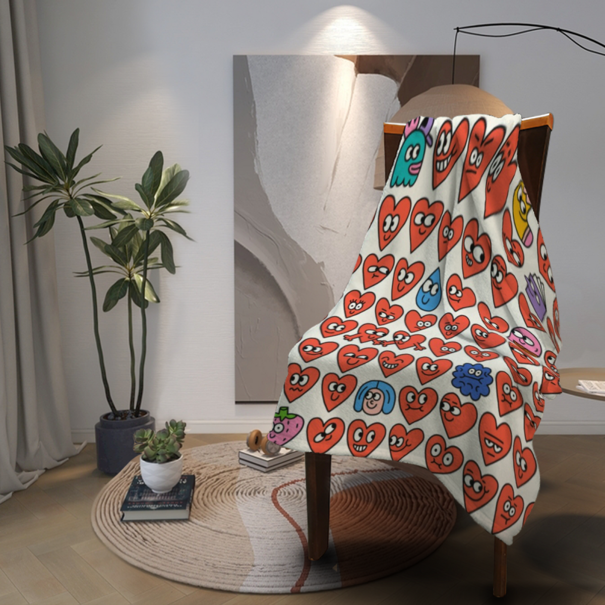 Watercolor & Horizon Playful Graphic All-Season Flannel Blanket
