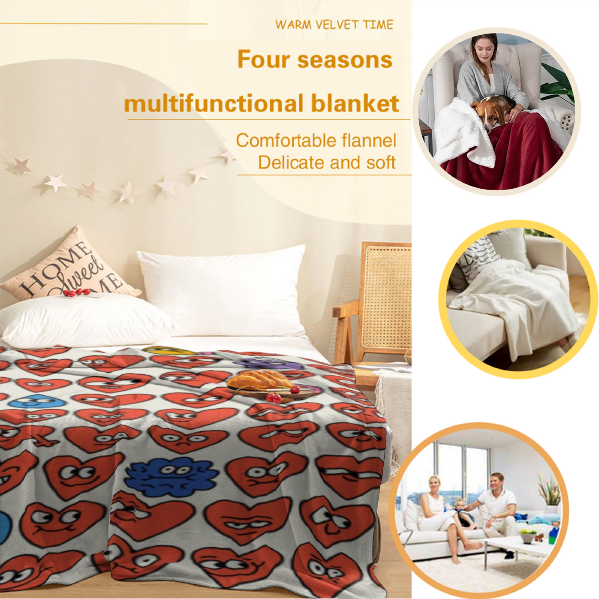 Watercolor & Horizon Playful Graphic All-Season Flannel Blanket