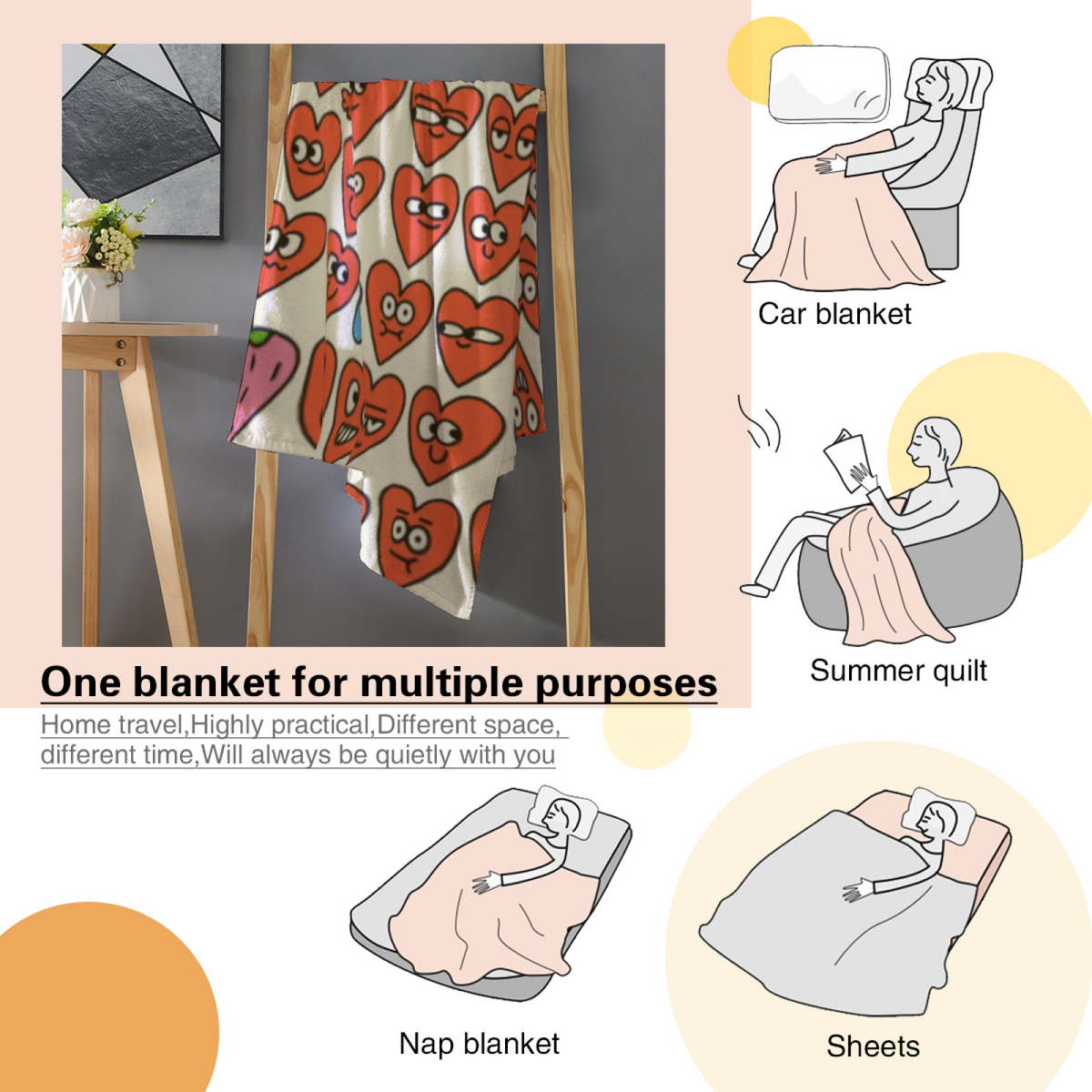 Watercolor & Horizon Playful Graphic All-Season Flannel Blanket
