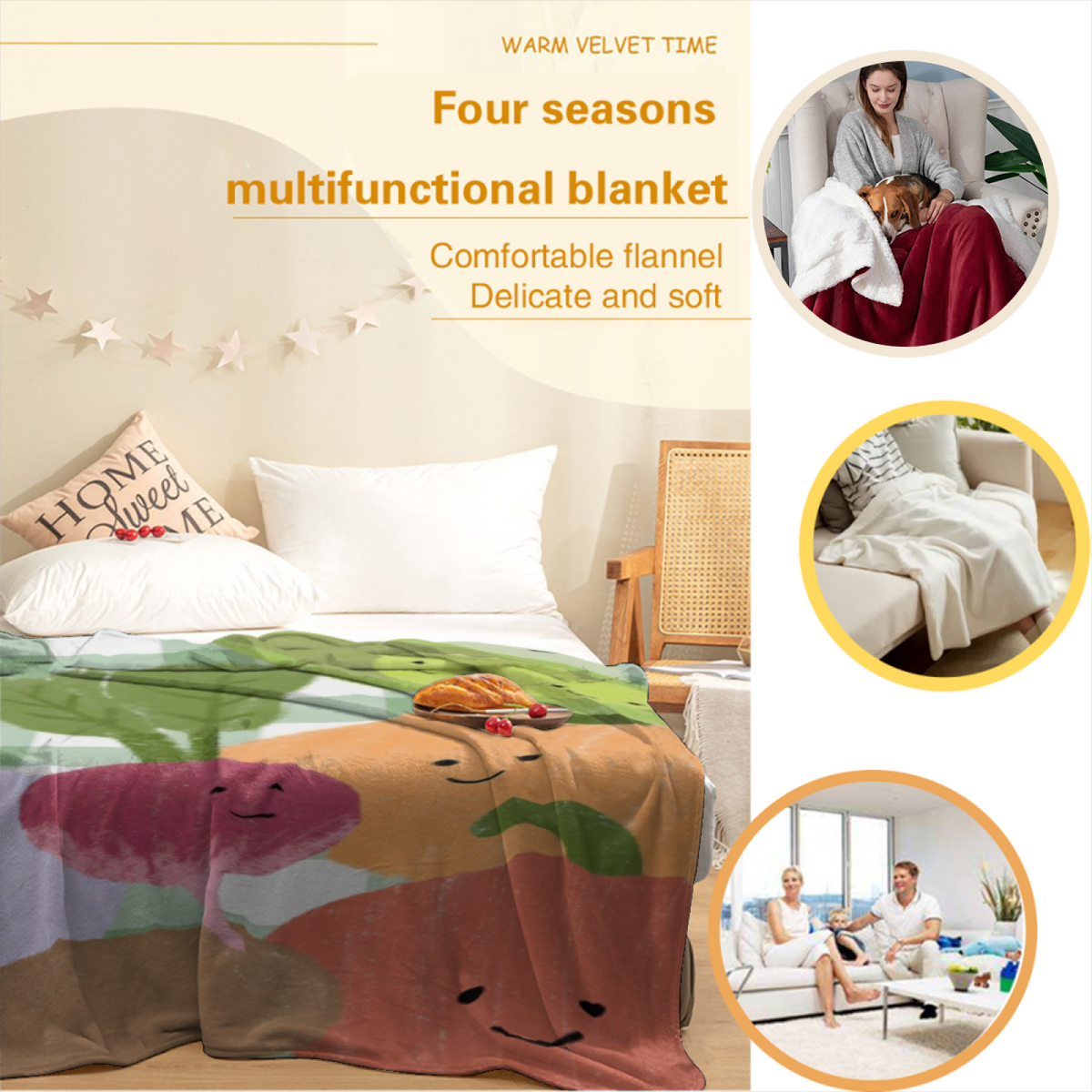 Starlit Petal Home Accent Lightweight Flannel Throw ¨C Pastel Multicolor
