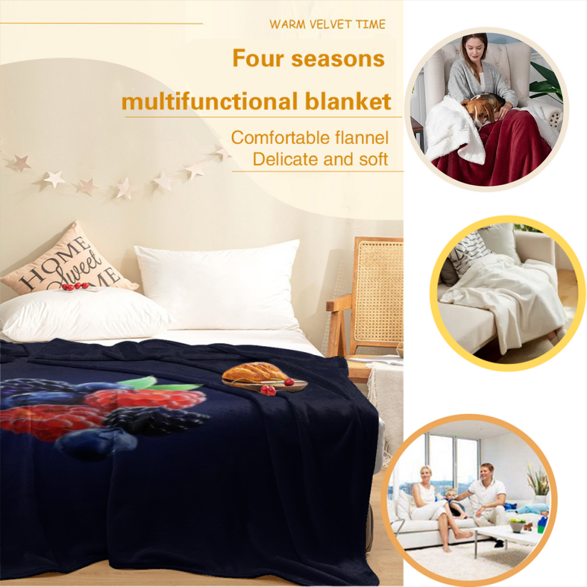 Moonbeam Orchard Pastel Multicolor Modern Art Flannel Throw Blanket