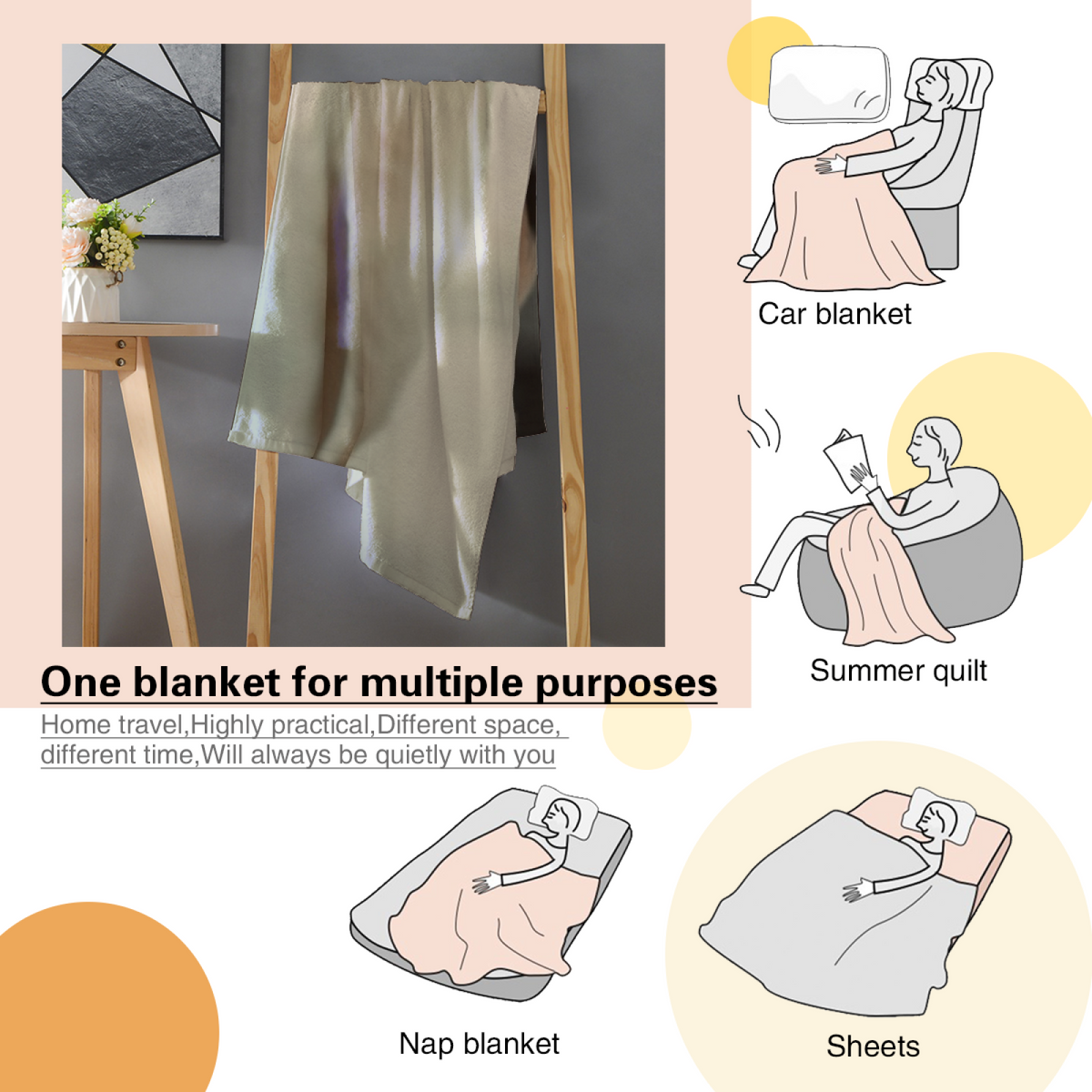 Contemporary Soft Neutral Cobalt Sketch Soft Flannel Blanket