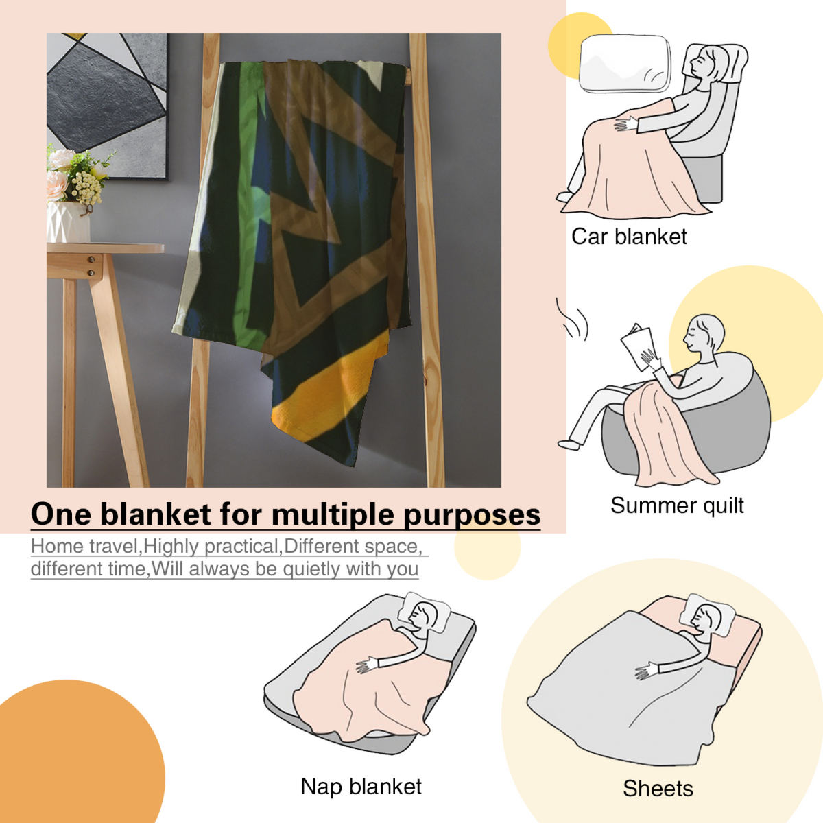 Soft Neutral Whimsical Decor All-Season Flannel Blanket ¨C Serene Fern Edition