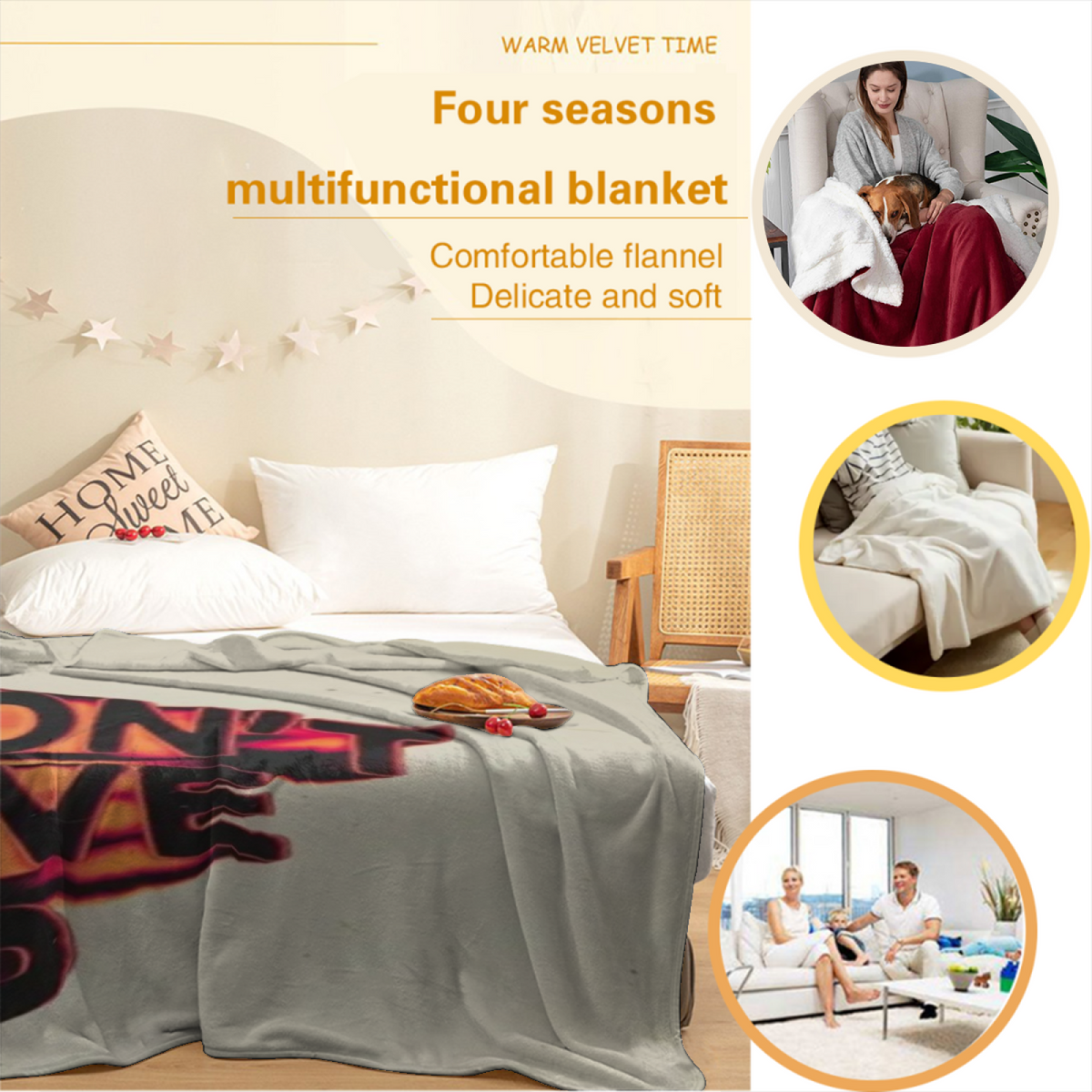 Pastel Multicolor Whimsical Decor All-Season Flannel Blanket ¨C Oceanic Grove Edition