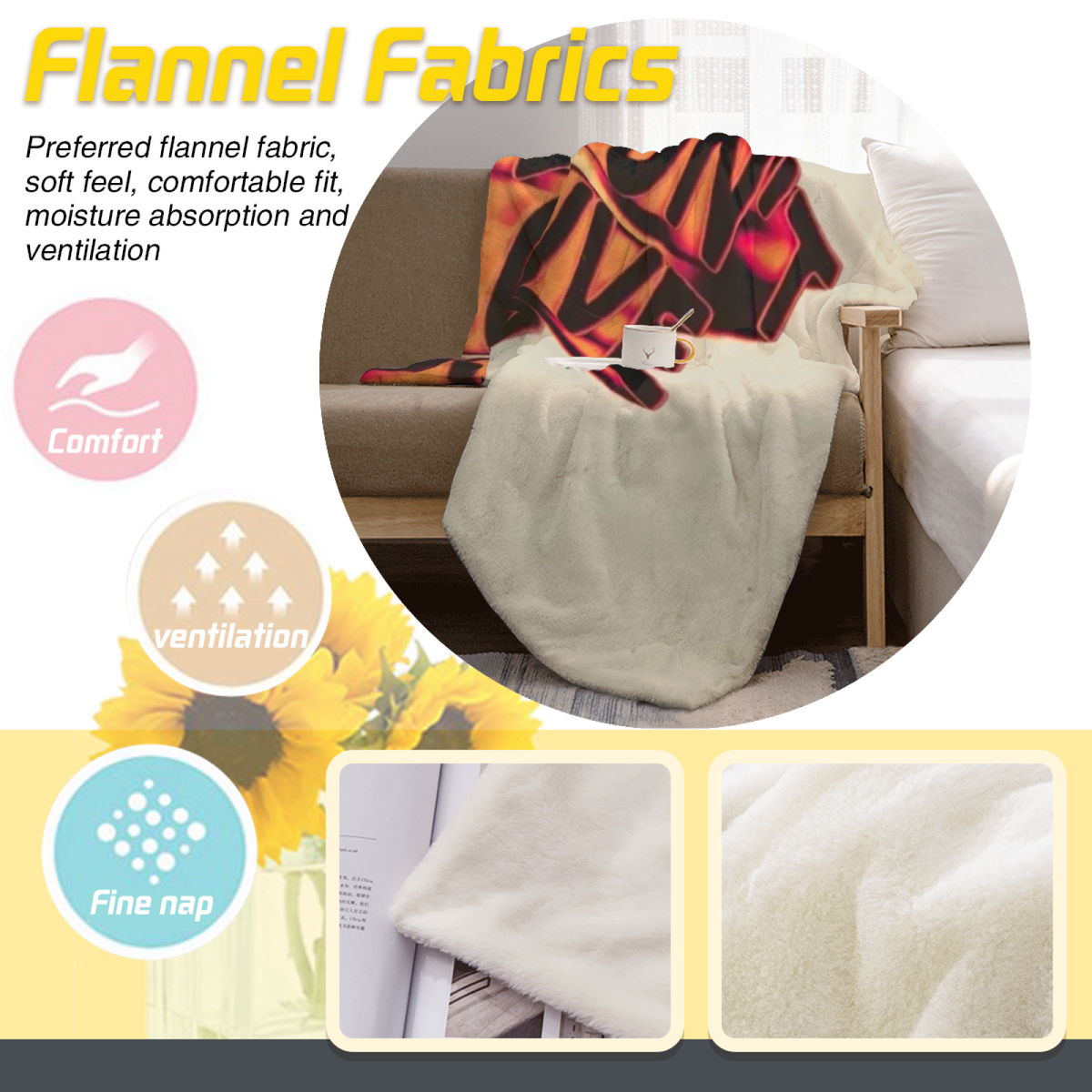 Pastel Multicolor Whimsical Decor All-Season Flannel Blanket ¨C Oceanic Grove Edition