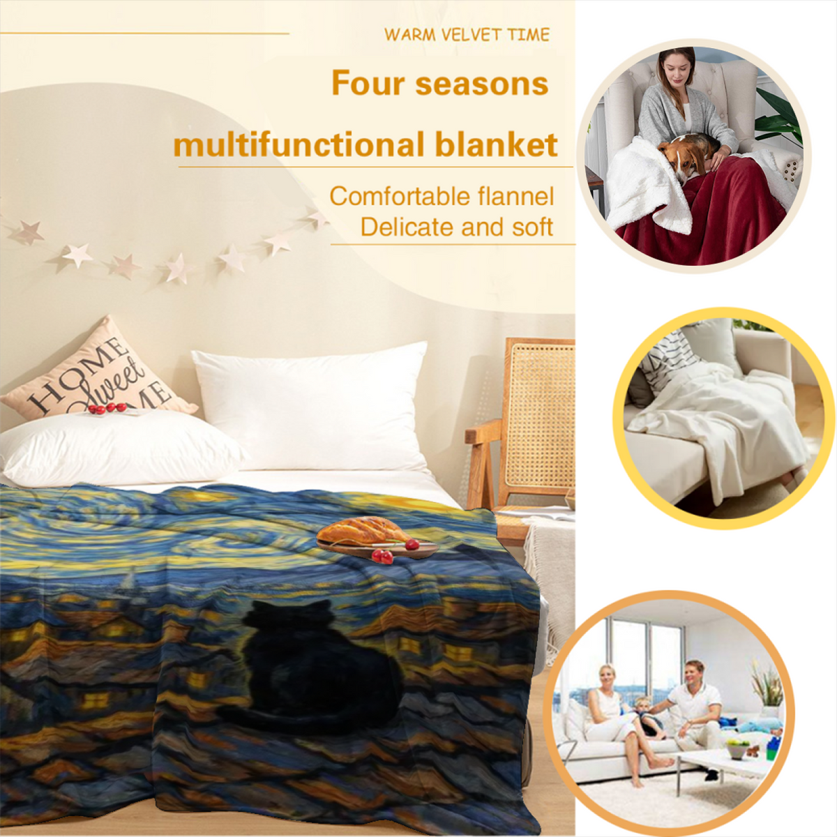 Oceanic Lantern Pastel Multicolor Modern Art Decorative Flannel Blanket