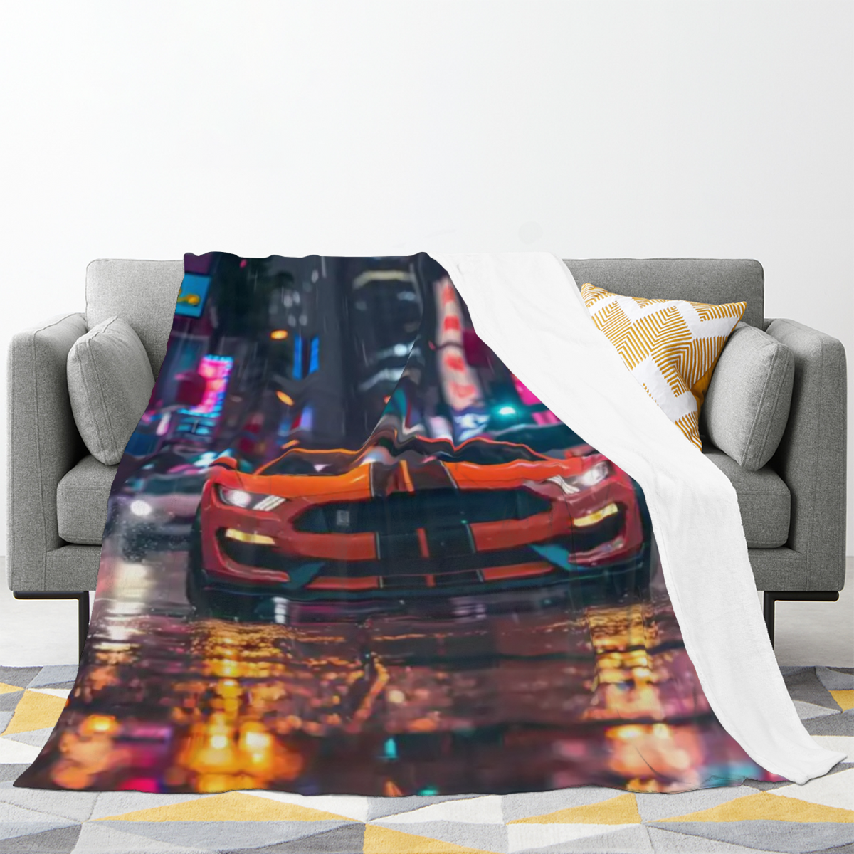 Eclectic Design Coastal Arbor Warm Coral Cozy Flannel Bed Blanket
