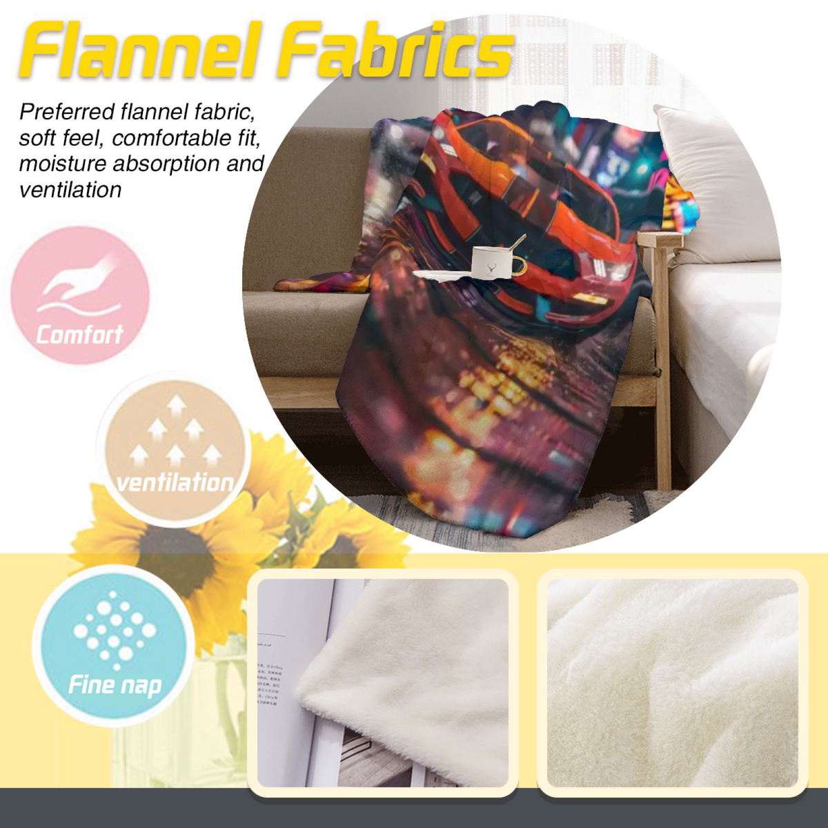 Eclectic Design Coastal Arbor Warm Coral Cozy Flannel Bed Blanket