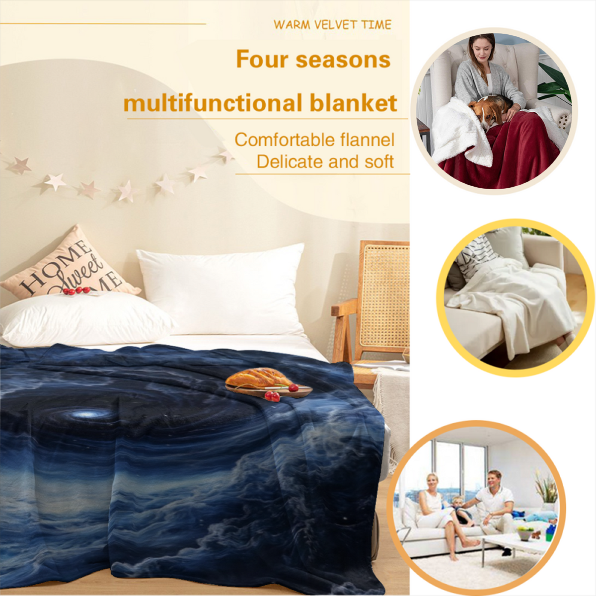 Deep Ocean Wildwood Tapestry Soft Flannel Blanket ¨C Contemporary Pattern