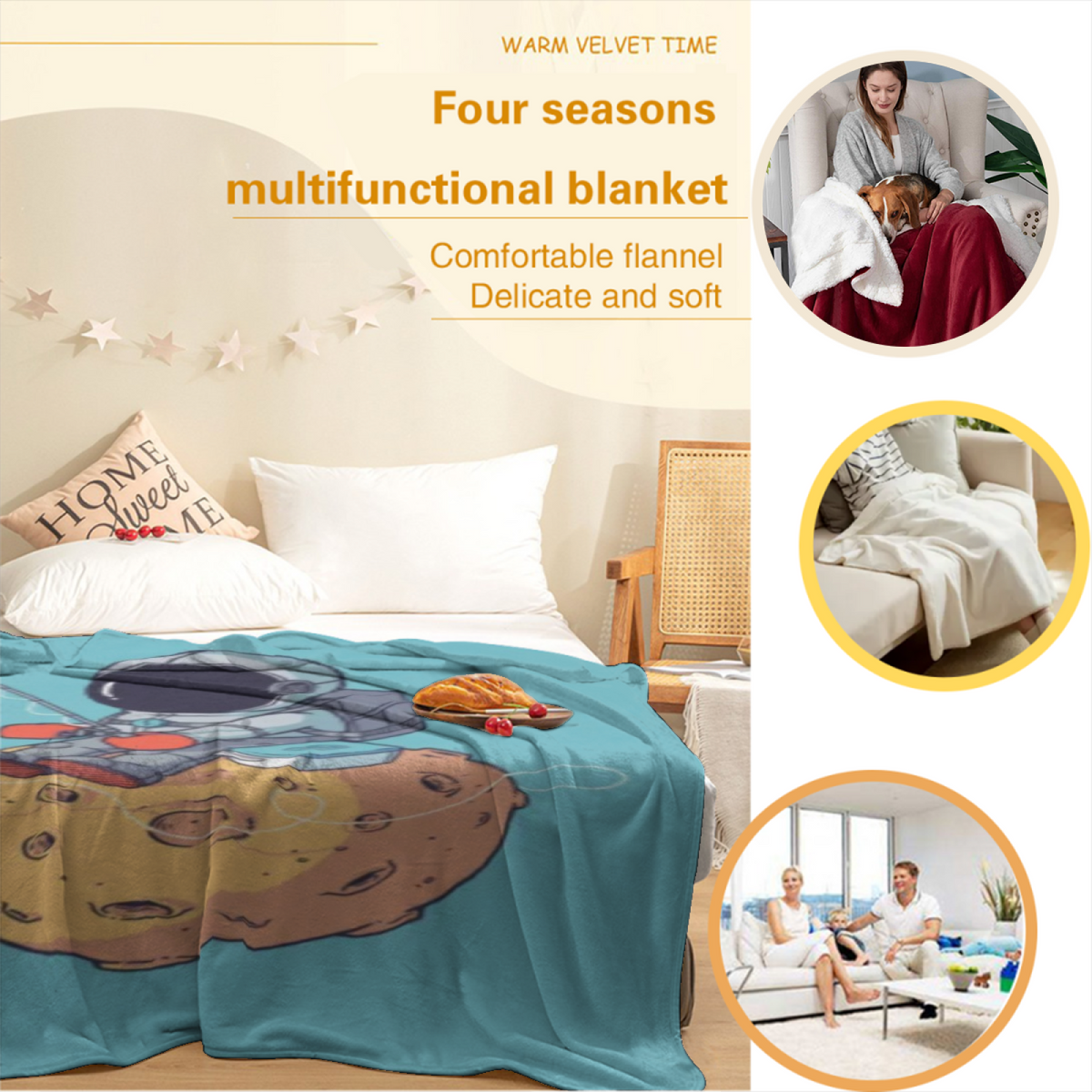 Soft Minimalist All-Season Flannel Blanket ¨C Marigold Solstice Collection