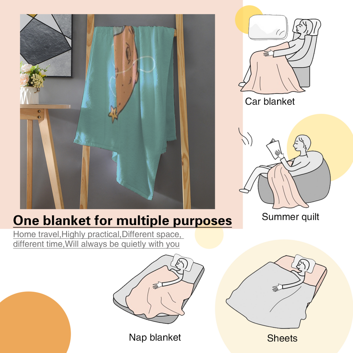 Soft Minimalist All-Season Flannel Blanket ¨C Marigold Solstice Collection