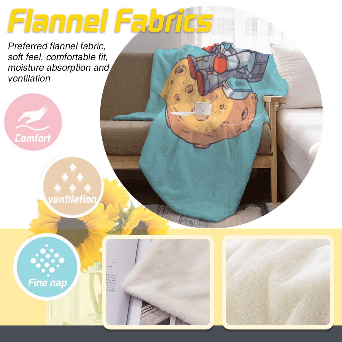 Soft Minimalist All-Season Flannel Blanket ¨C Marigold Solstice Collection