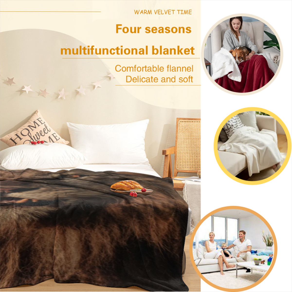 Saffron Garden Earthy Multicolor Cozy Flannel Throw Blanket