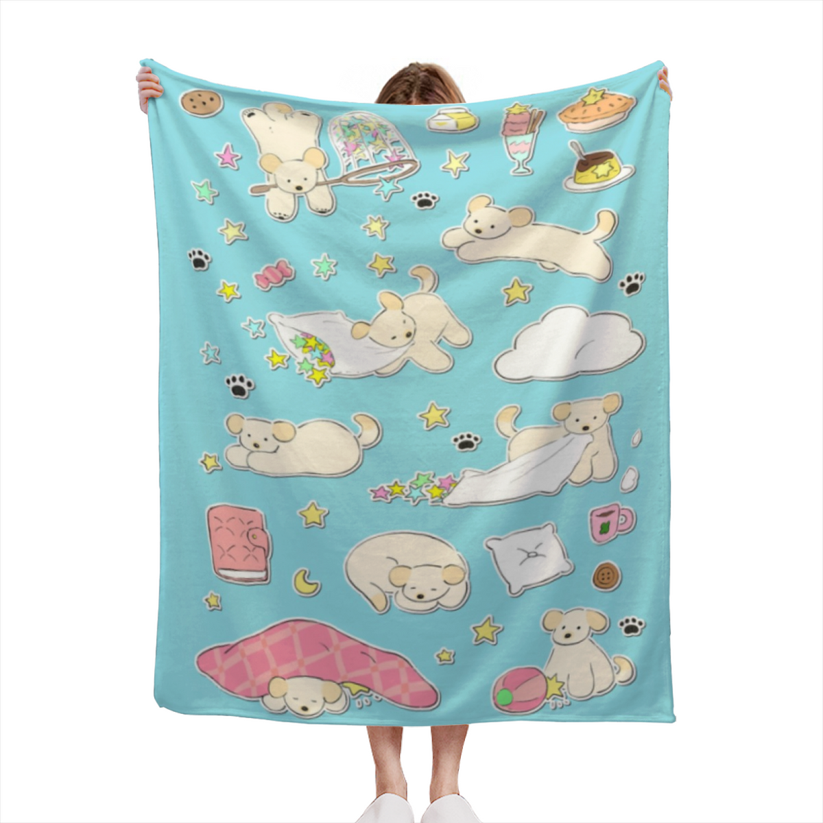 Watercolor Lantern Soft Flannel Blanket in Dusty Lilac