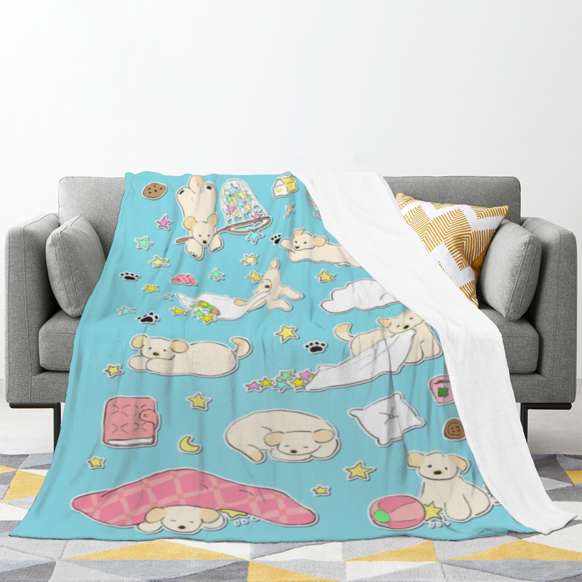 Watercolor Lantern Soft Flannel Blanket in Dusty Lilac