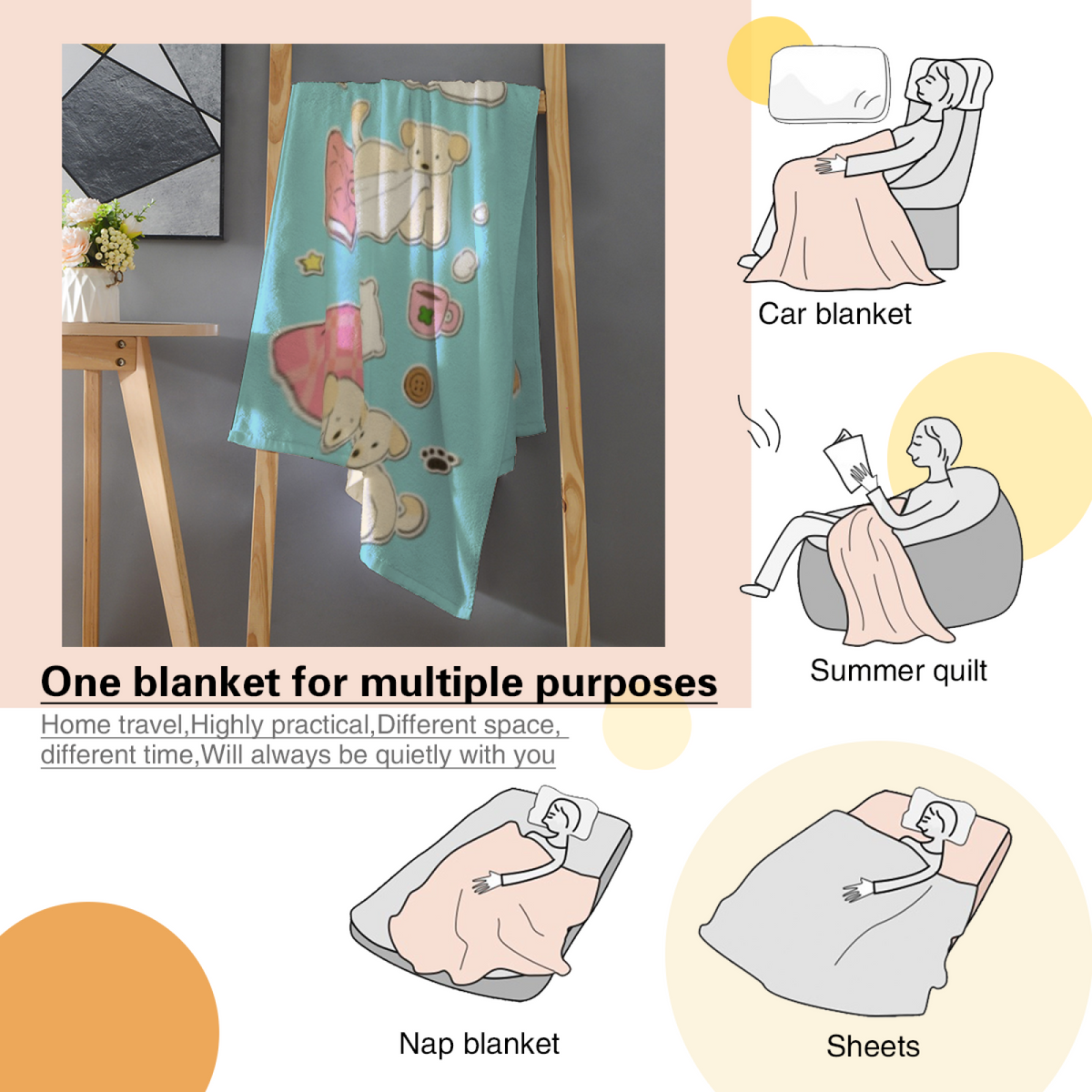 Watercolor Lantern Soft Flannel Blanket in Dusty Lilac