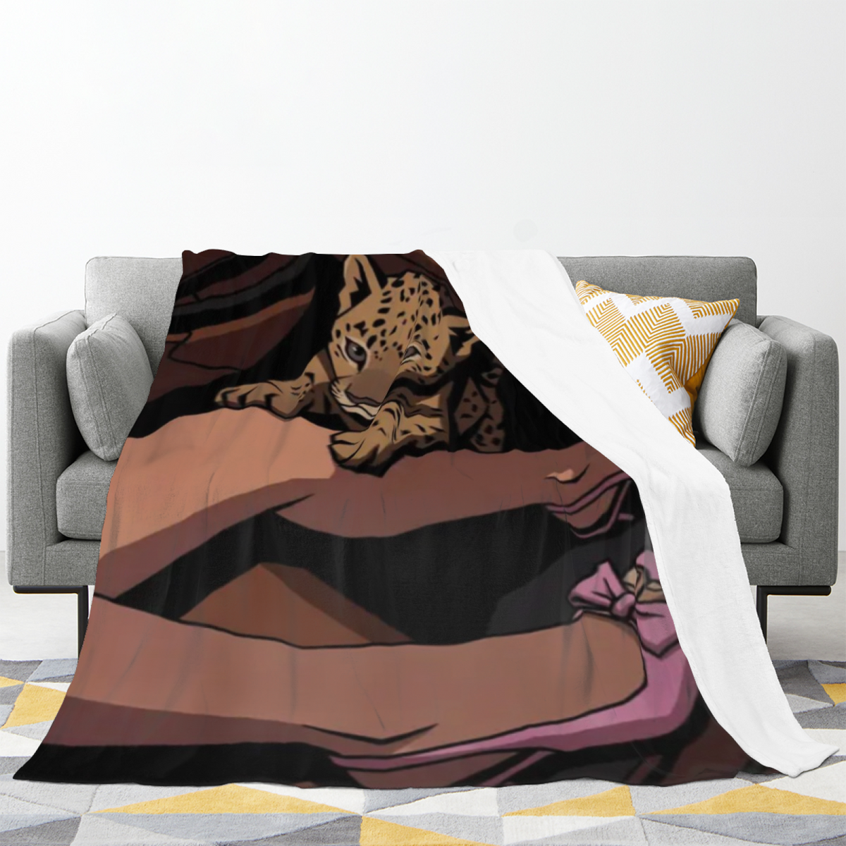 Celestial Hearth Inspired Flannel Sofa Throw ¨C Earthy Neutral Palette