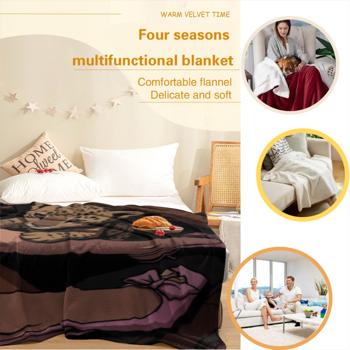 Celestial Hearth Inspired Flannel Sofa Throw ¨C Earthy Neutral Palette