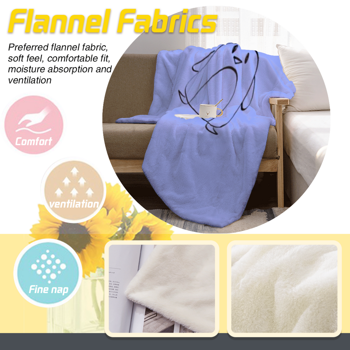 Breezy Meadow Inspired Cozy Flannel Bed Blanket ¨C Earthy Neutral Palette