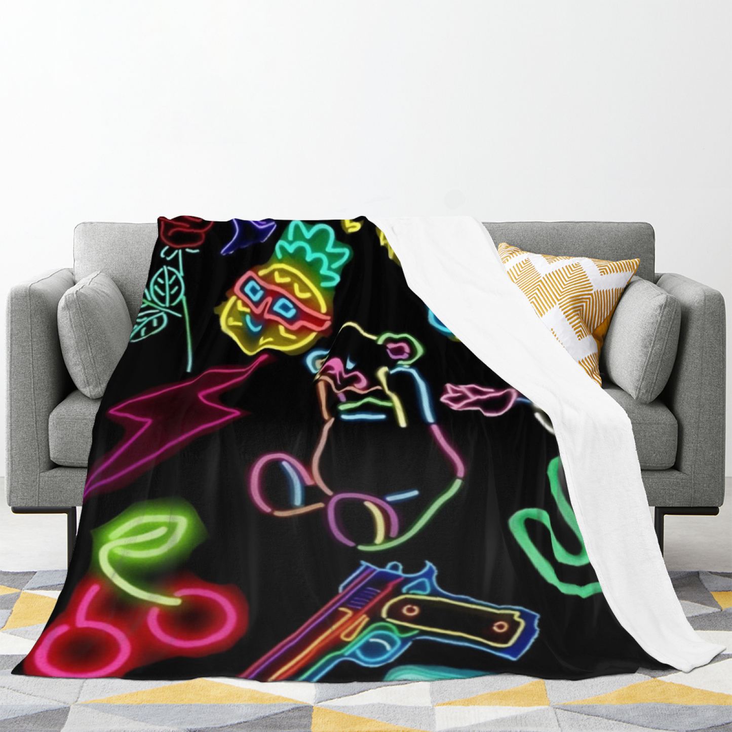 Colorful Contemporary Art Throw Blanket ¨C Modern Printed Cozy Home Blanket