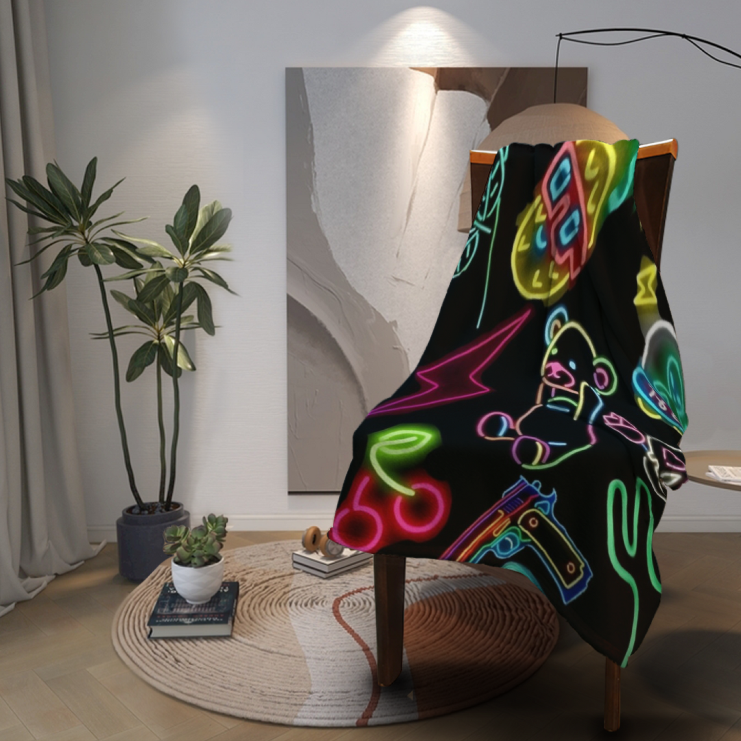Colorful Contemporary Art Throw Blanket ¨C Modern Printed Cozy Home Blanket