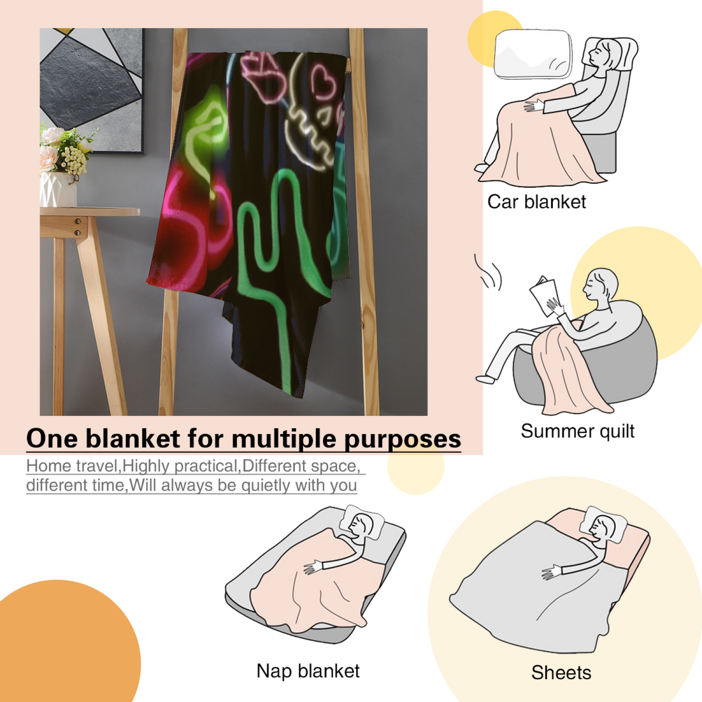 Colorful Contemporary Art Throw Blanket ¨C Modern Printed Cozy Home Blanket