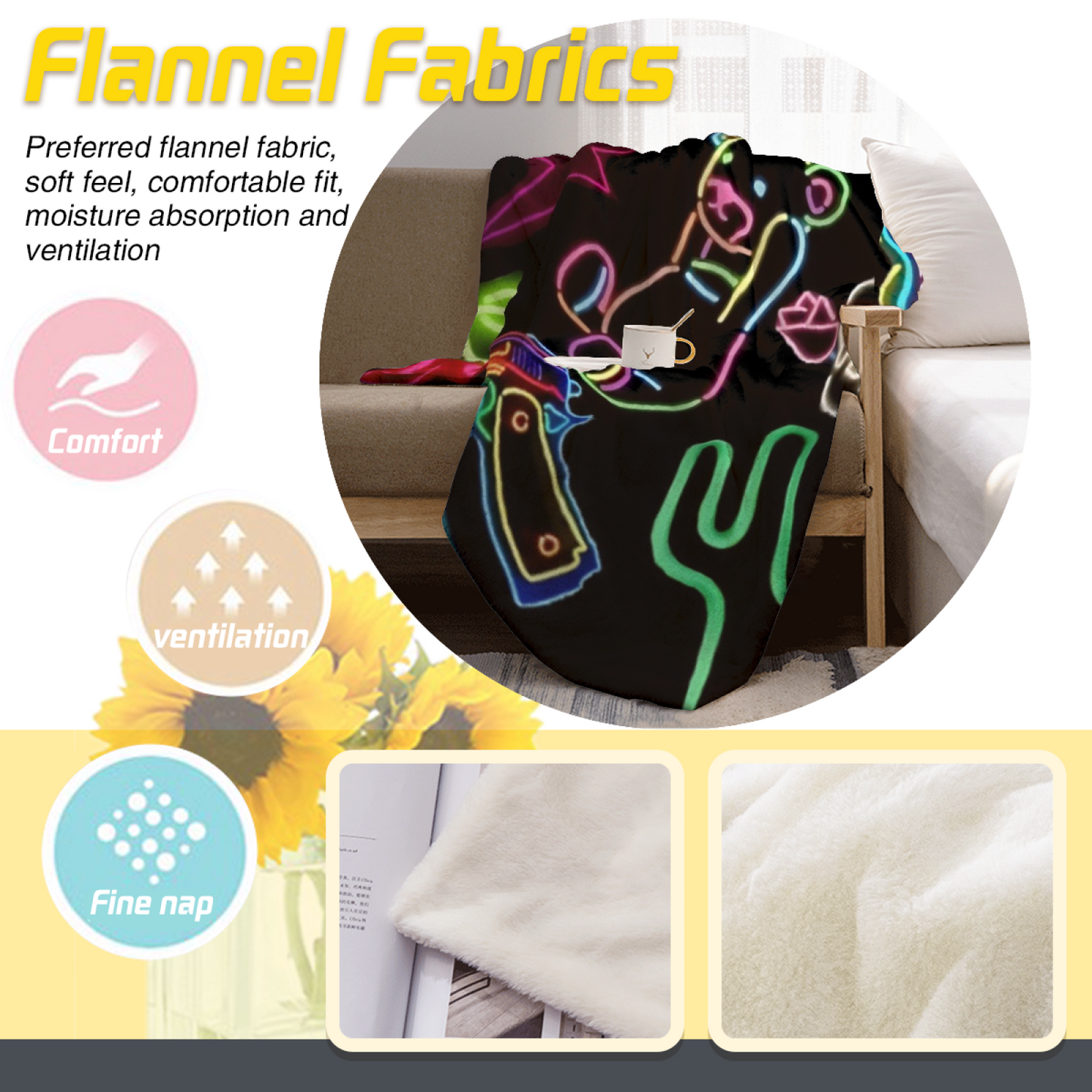 Colorful Contemporary Art Throw Blanket ¨C Modern Printed Cozy Home Blanket