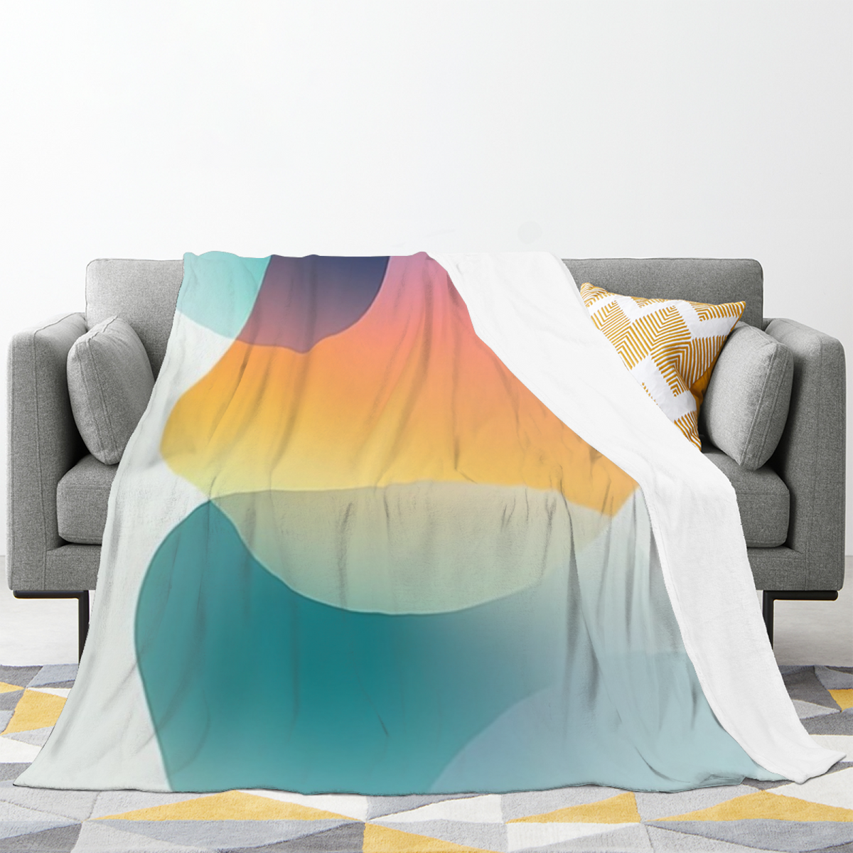 Artistic Soft Neutral Lagoon Echo Cozy Flannel Bed Blanket