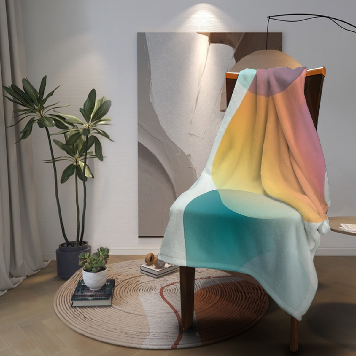Artistic Soft Neutral Lagoon Echo Cozy Flannel Bed Blanket