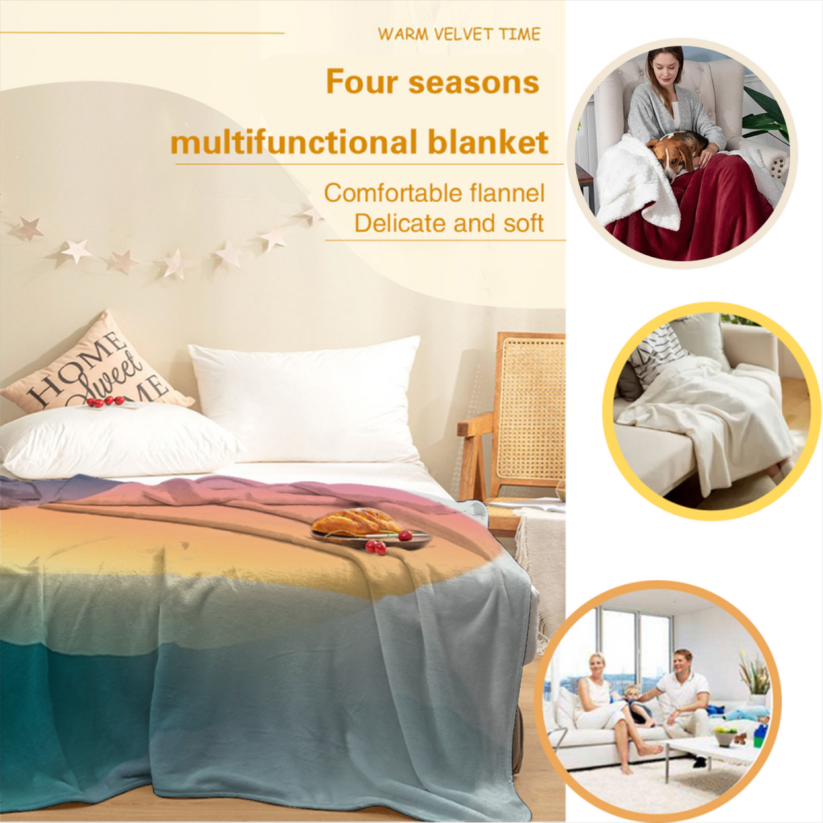 Artistic Soft Neutral Lagoon Echo Cozy Flannel Bed Blanket