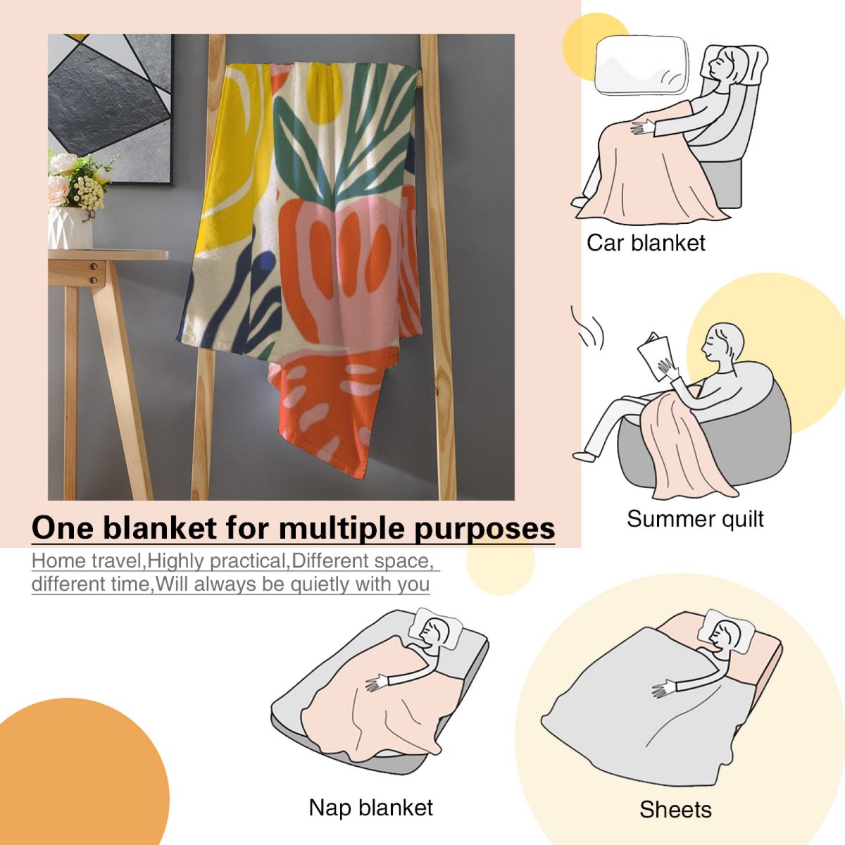 Eclectic Design Luminous Meadow Pastel Multicolor Cozy Flannel Bed Blanket